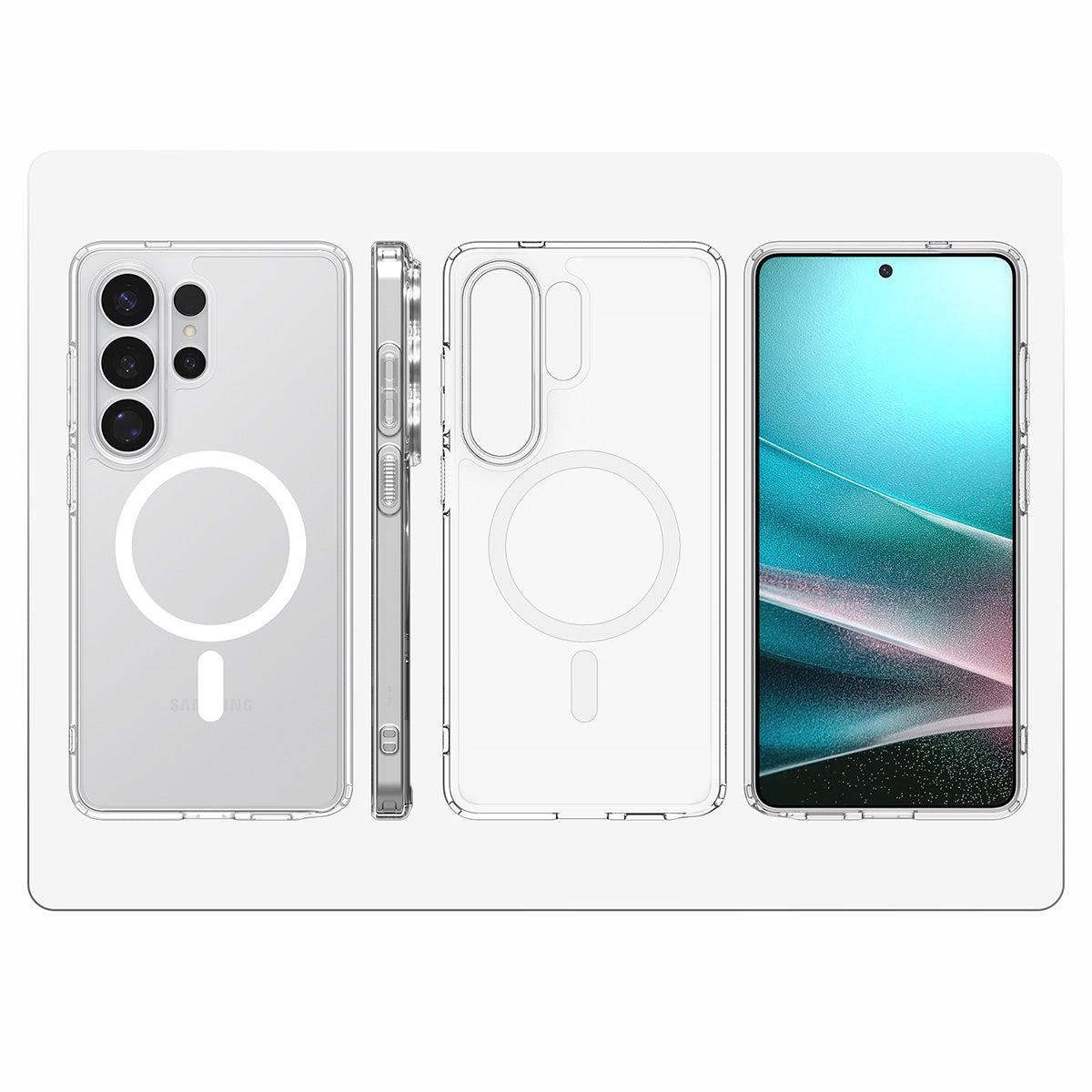 Handyhülle für Galaxy S26 Ultra, Spigen Ultra Hybrid Mag mit MagSafe, Transparent-Weiß