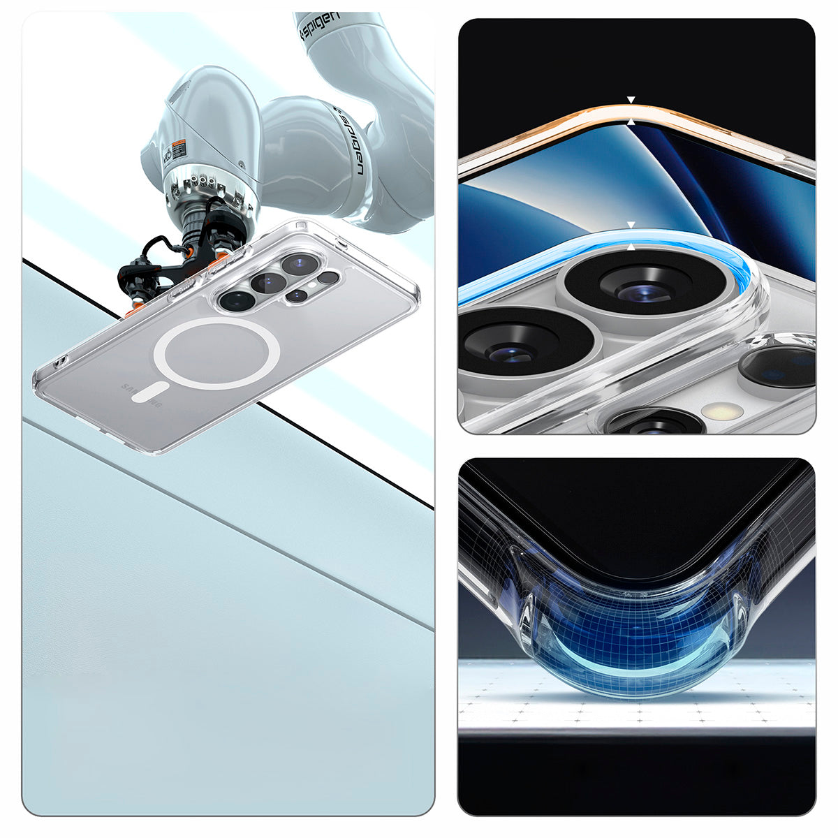 Handyhülle für Galaxy S26 Ultra, Spigen Ultra Hybrid Mag mit MagSafe, Transparent-Weiß