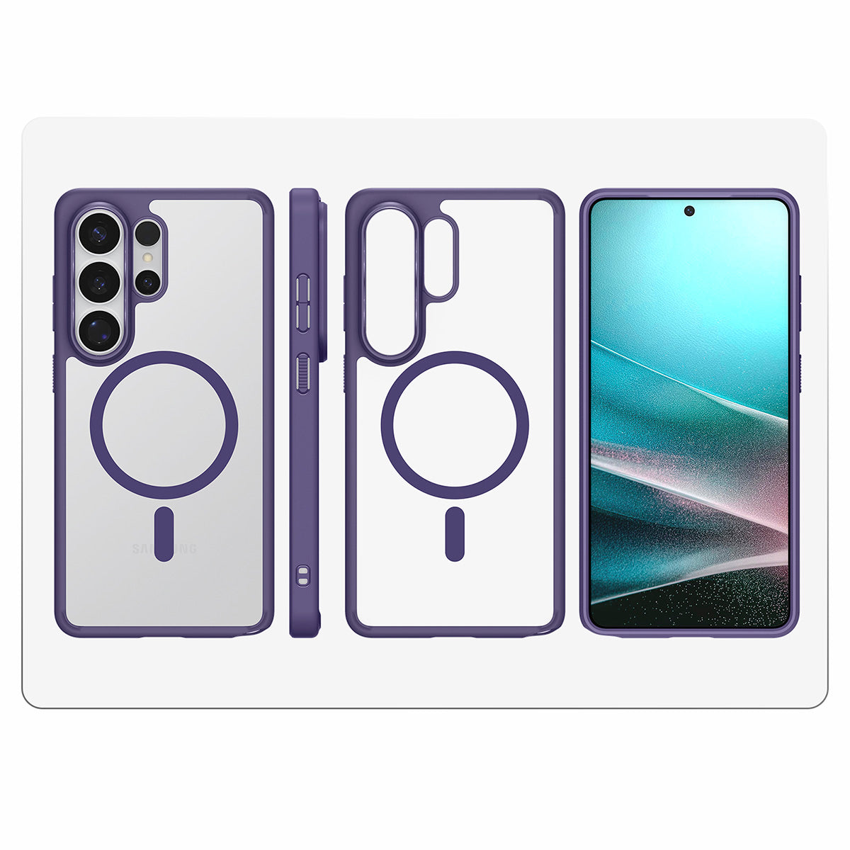 Handyhülle für Galaxy S26 Ultra, Spigen Ultra Hybrid Mag mit MagSafe, Transparent-Violett