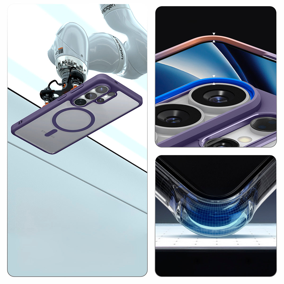 Handyhülle für Galaxy S26 Ultra, Spigen Ultra Hybrid Mag mit MagSafe, Transparent-Violett