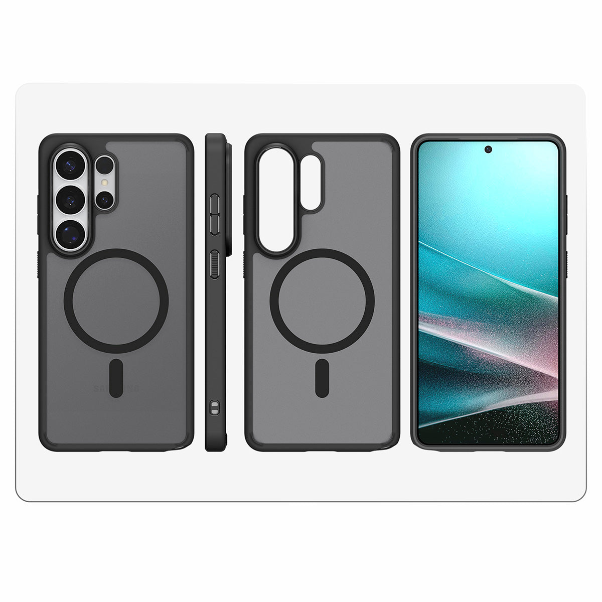 Handyhülle für Galaxy S26 Ultra, Spigen Ultra Hybrid Mag mit MagSafe, Durchscheinend-Schwarz