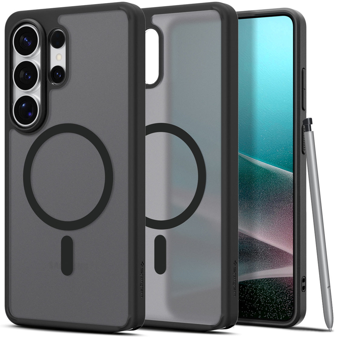 Handyhülle für Galaxy S26 Ultra, Spigen Ultra Hybrid Mag mit MagSafe, Durchscheinend-Schwarz