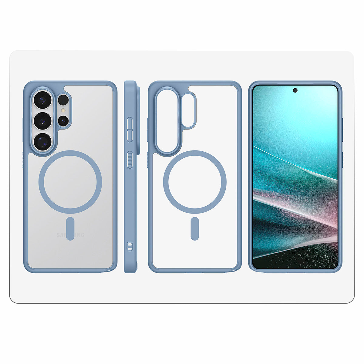 Handyhülle für Galaxy S26 Ultra, Spigen Ultra Hybrid Mag mit MagSafe, Transparent-Blau