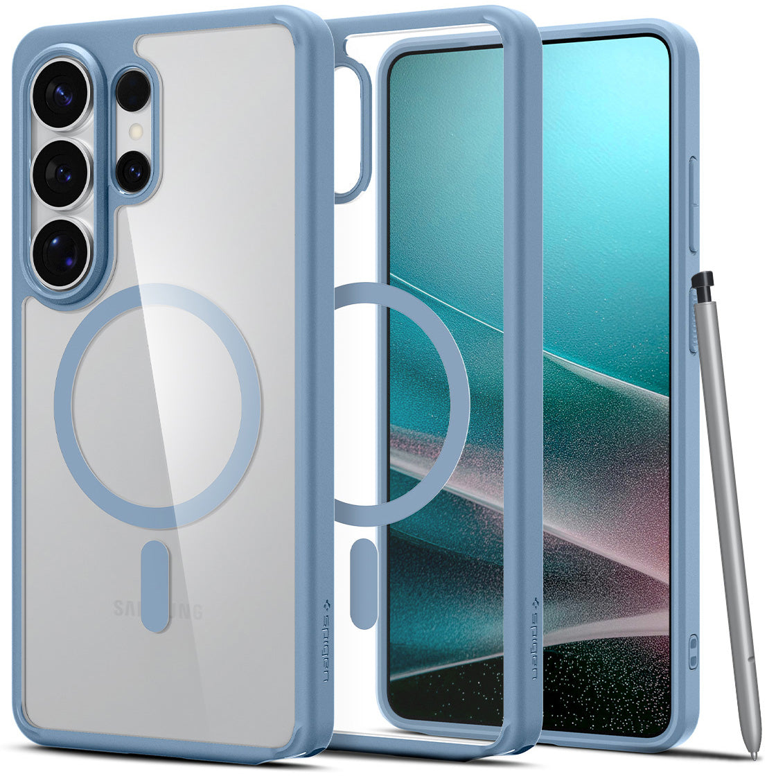 Handyhülle für Galaxy S26 Ultra, Spigen Ultra Hybrid Mag mit MagSafe, Transparent-Blau