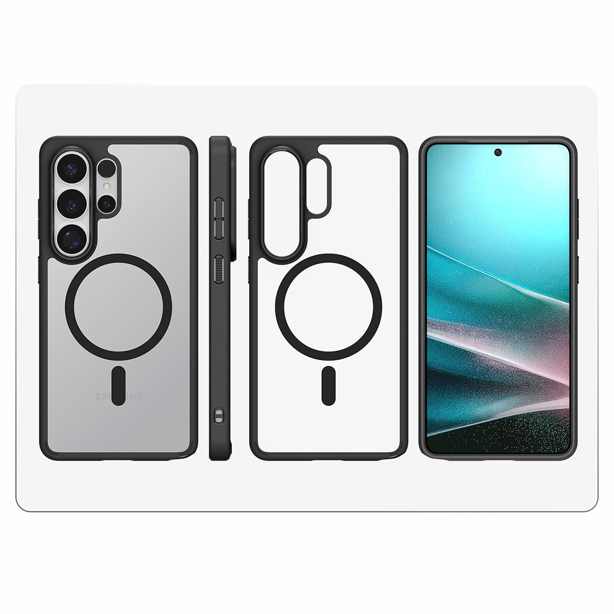 Handyhülle für Galaxy S26 Ultra, Spigen Ultra Hybrid Mag mit MagSafe, Transparent-Schwarz