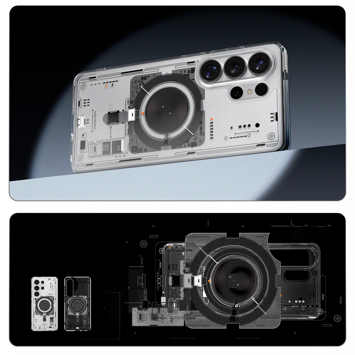 Handyhülle für Galaxy S26 Ultra, Spigen Ultra Hybrid Mag mit MagSafe, Transparent-Gemustert (Neo One)