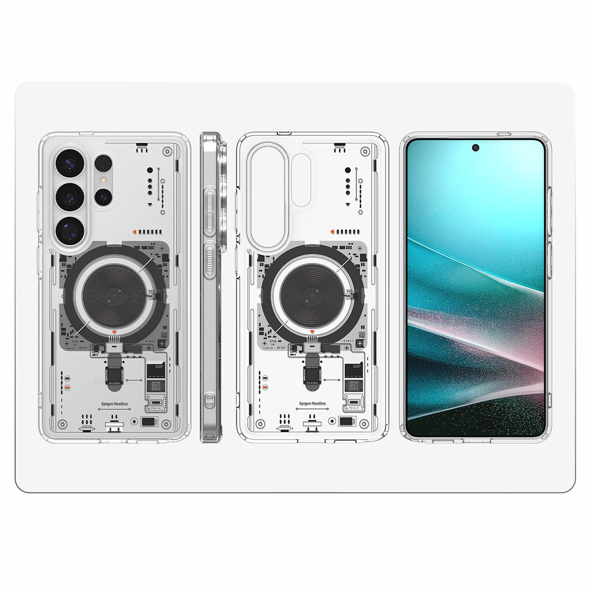 Handyhülle für Galaxy S26 Ultra, Spigen Ultra Hybrid Mag mit MagSafe, Transparent-Gemustert (Neo One)
