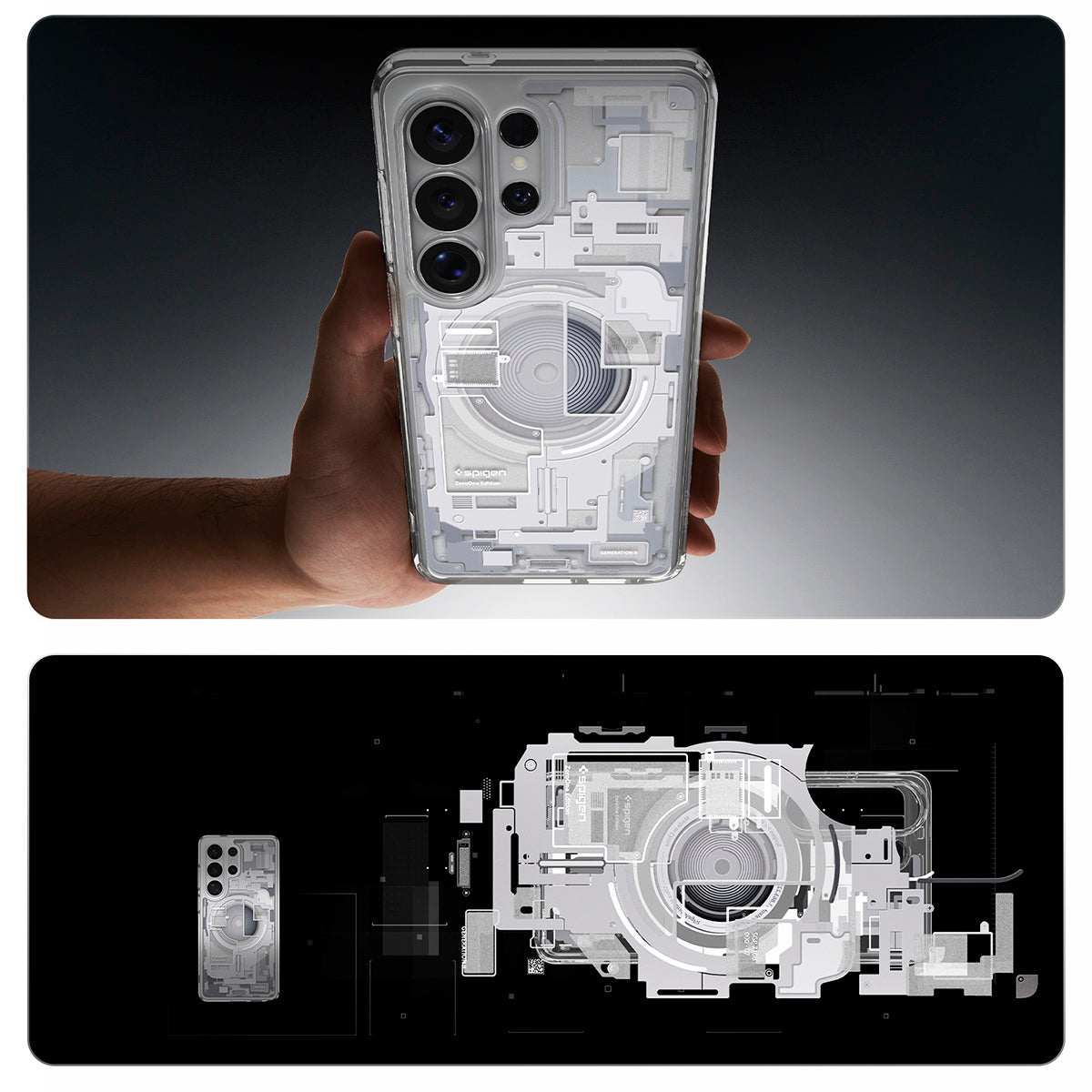 Handyhülle für Galaxy S26 Ultra, Spigen Ultra Hybrid Mag mit MagSafe, Weiß-Grau (Zero One)