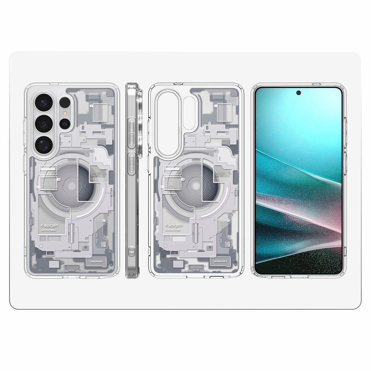 Handyhülle für Galaxy S26 Ultra, Spigen Ultra Hybrid Mag mit MagSafe, Weiß-Grau (Zero One)