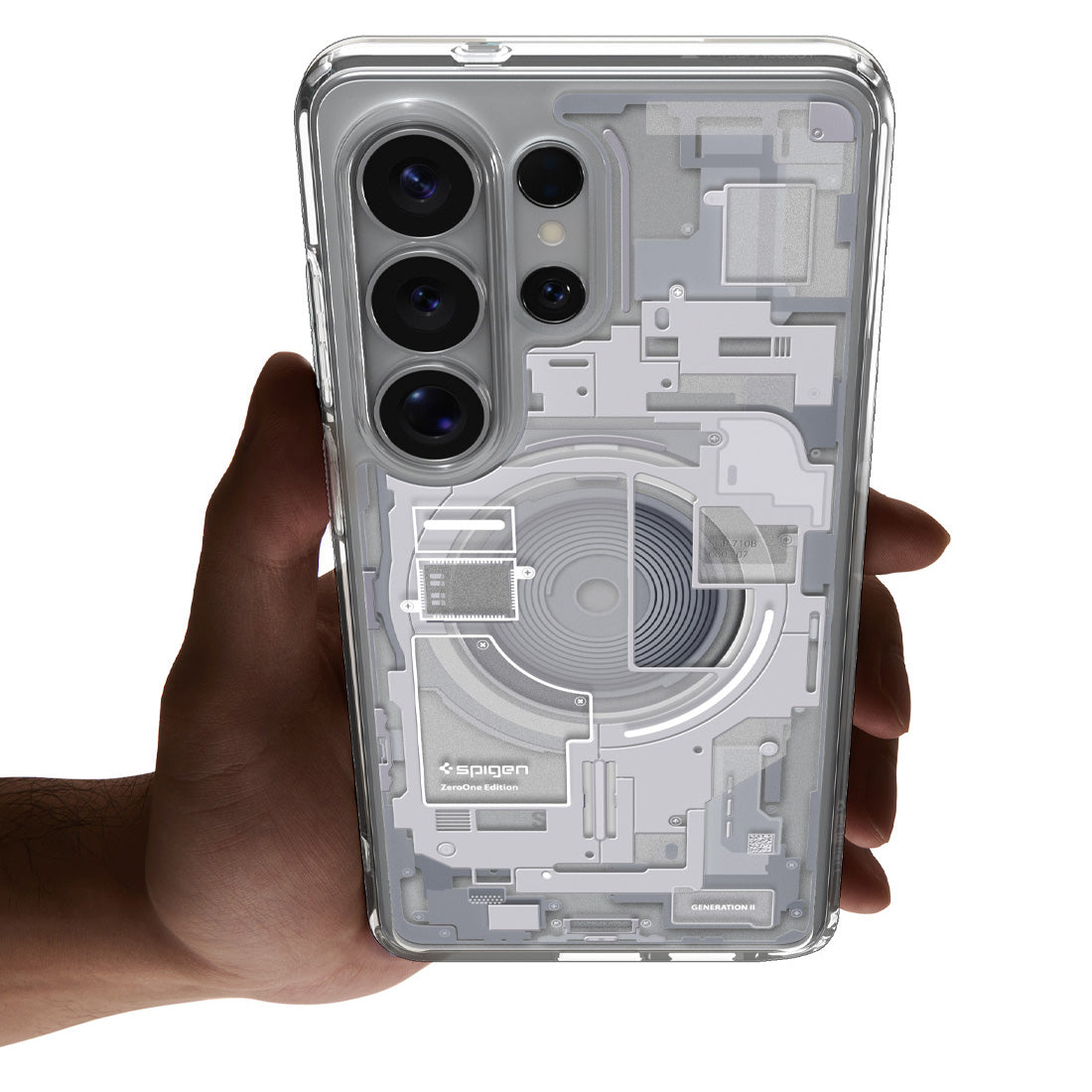 Handyhülle für Galaxy S26 Ultra, Spigen Ultra Hybrid Mag mit MagSafe, Weiß-Grau (Zero One)