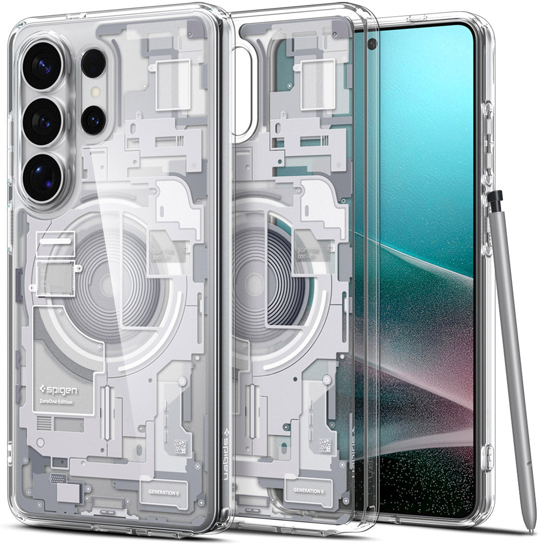 Handyhülle für Galaxy S26 Ultra, Spigen Ultra Hybrid Mag mit MagSafe, Weiß-Grau (Zero One)
