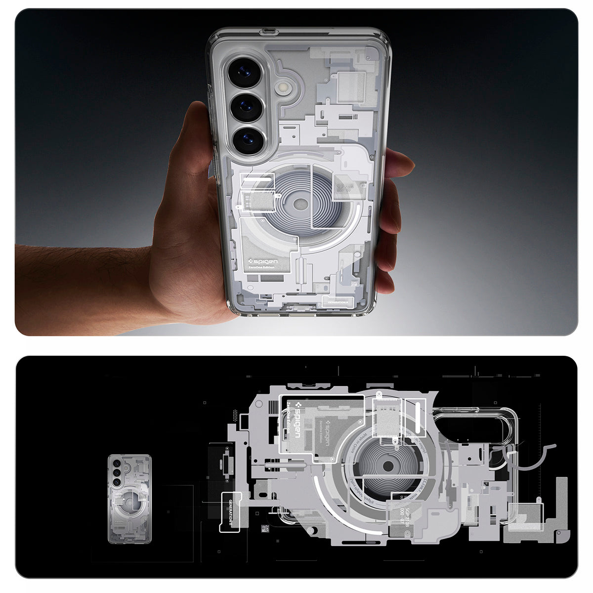 Handyhülle für Galaxy S26, Spigen Ultra Hybrid Mag mit MagSafe, Weiß-Grau (Zero One)