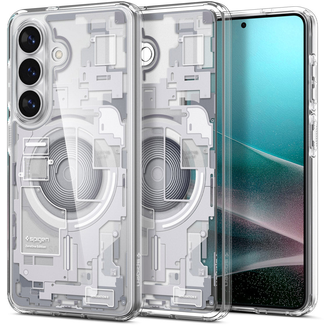 Handyhülle für Galaxy S26, Spigen Ultra Hybrid Mag mit MagSafe, Weiß-Grau (Zero One)