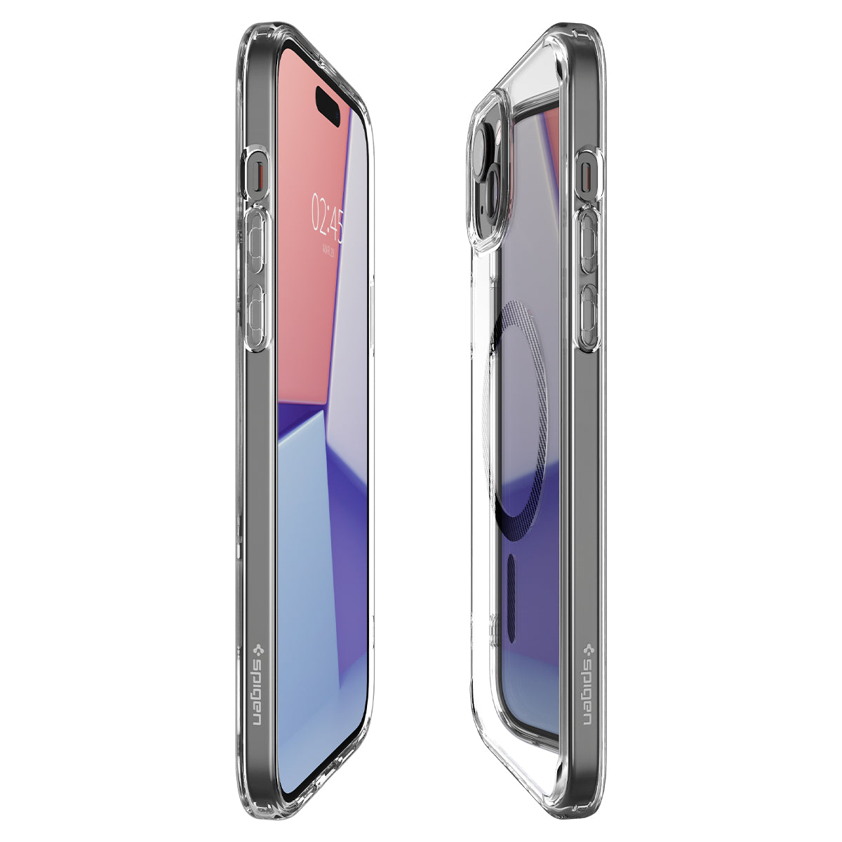 Schutzhülle Spigen Ultra Hybrid Mag mit MagSafe für Apple iPhone 15, Transparent-Schwarz-Karbonmuster