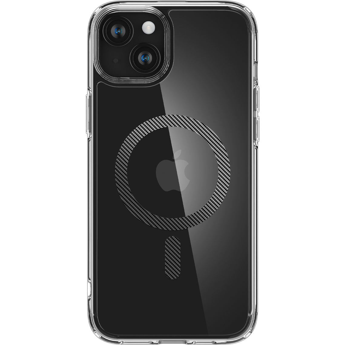 Schutzhülle Spigen Ultra Hybrid Mag mit MagSafe für Apple iPhone 15, Transparent-Schwarz-Karbonmuster