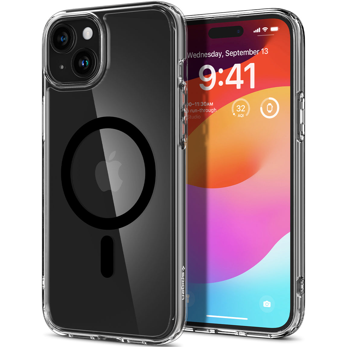 Schutzhülle Spigen Ultra Hybrid Mag mit MagSafe für Apple iPhone 15 Plus, Transparent-Schwarz