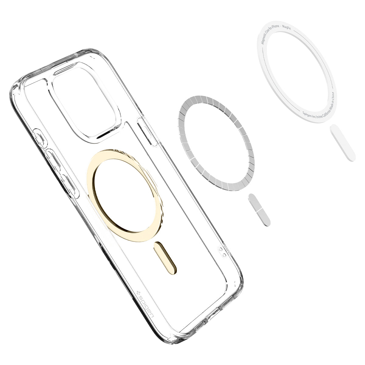 Schutzhülle Spigen Ultra Hybrid Mag mit MagSafe für Apple iPhone 15 Pro Max, Transparent-Golden