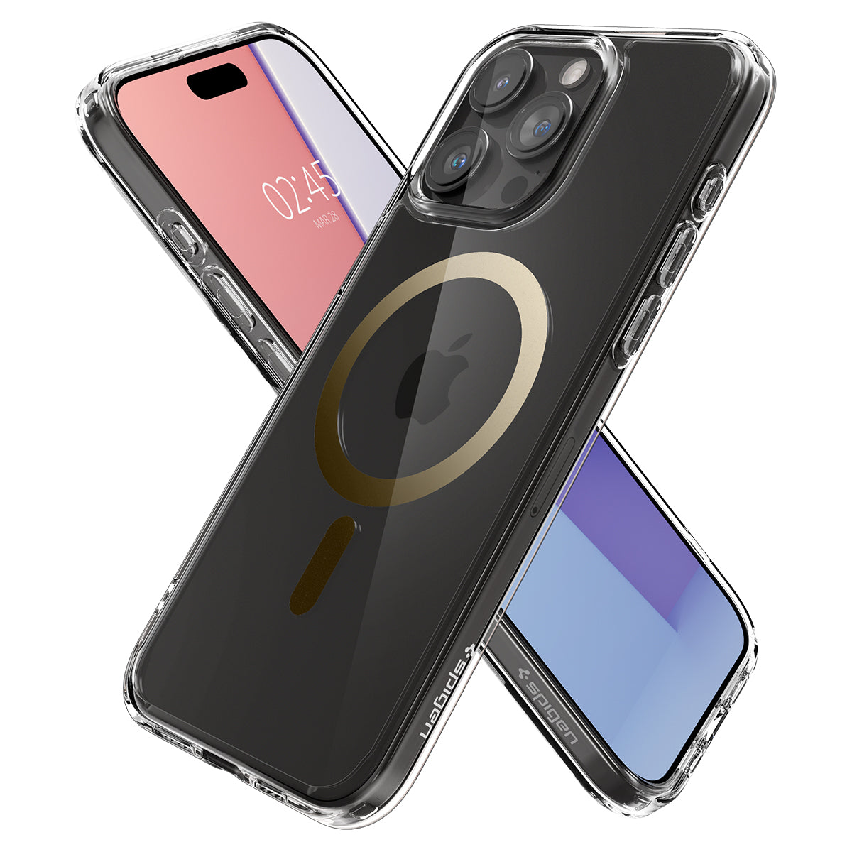 Schutzhülle Spigen Ultra Hybrid Mag mit MagSafe für Apple iPhone 15 Pro Max, Transparent-Golden