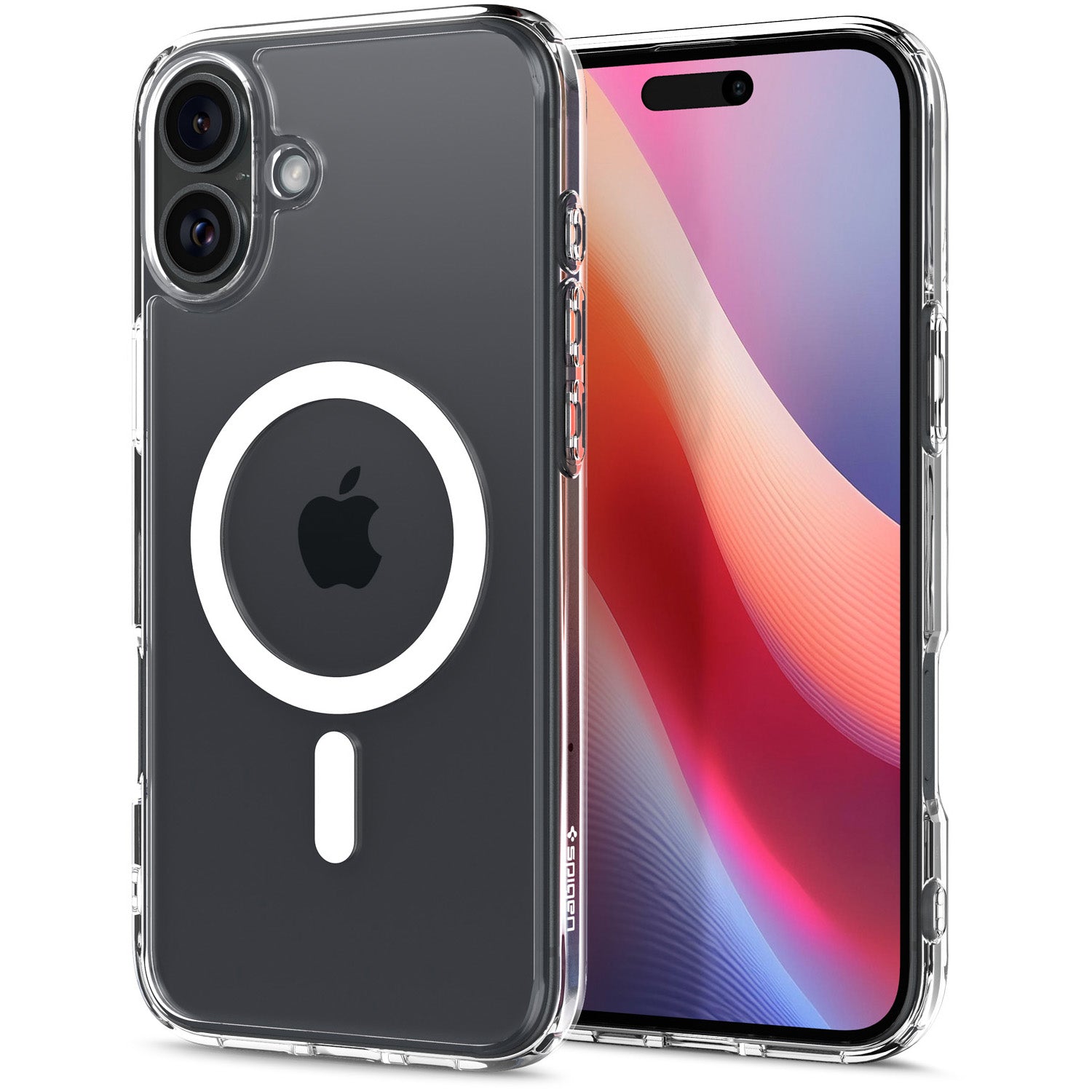 Handyhülle für iPhone 16, Spigen Ultra Hybrid Mag mit MagSafe, Transparent-Weiß