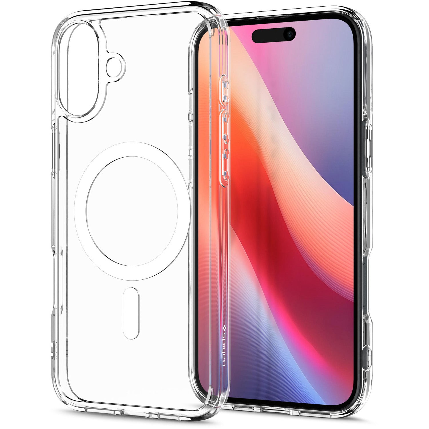 Handyhülle für iPhone 16 Plus, Spigen Ultra Hybrid Mag mit MagSafe, Transparent-Weiß