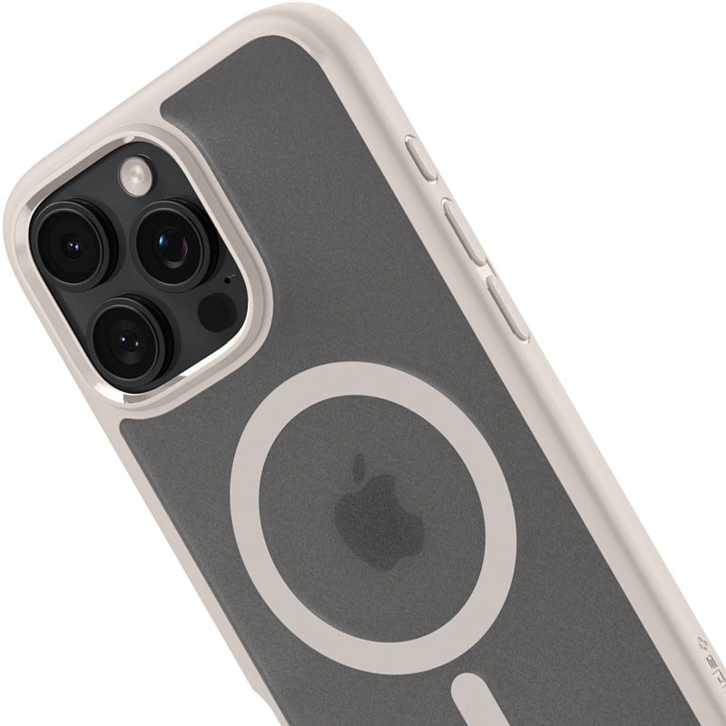 Handyhülle für iPhone 16 Pro, Spigen Ultra Hybrid Mag mit MagSafe, Durchscheinend-Beige
