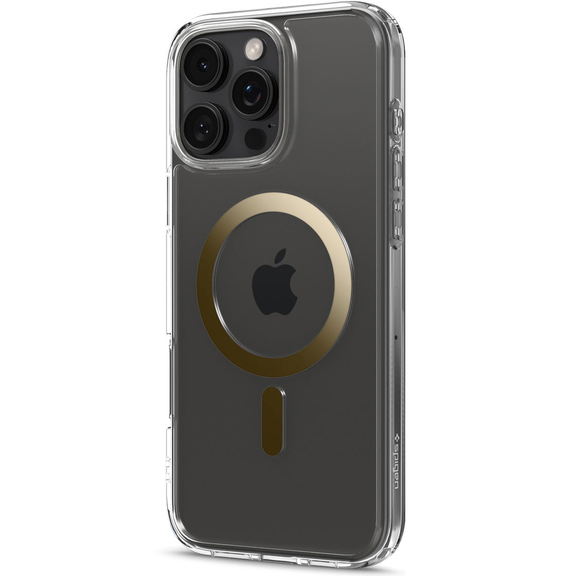 Handyhülle für iPhone 16 Pro, Spigen Ultra Hybrid Mag mit MagSafe, Transparent-Golden