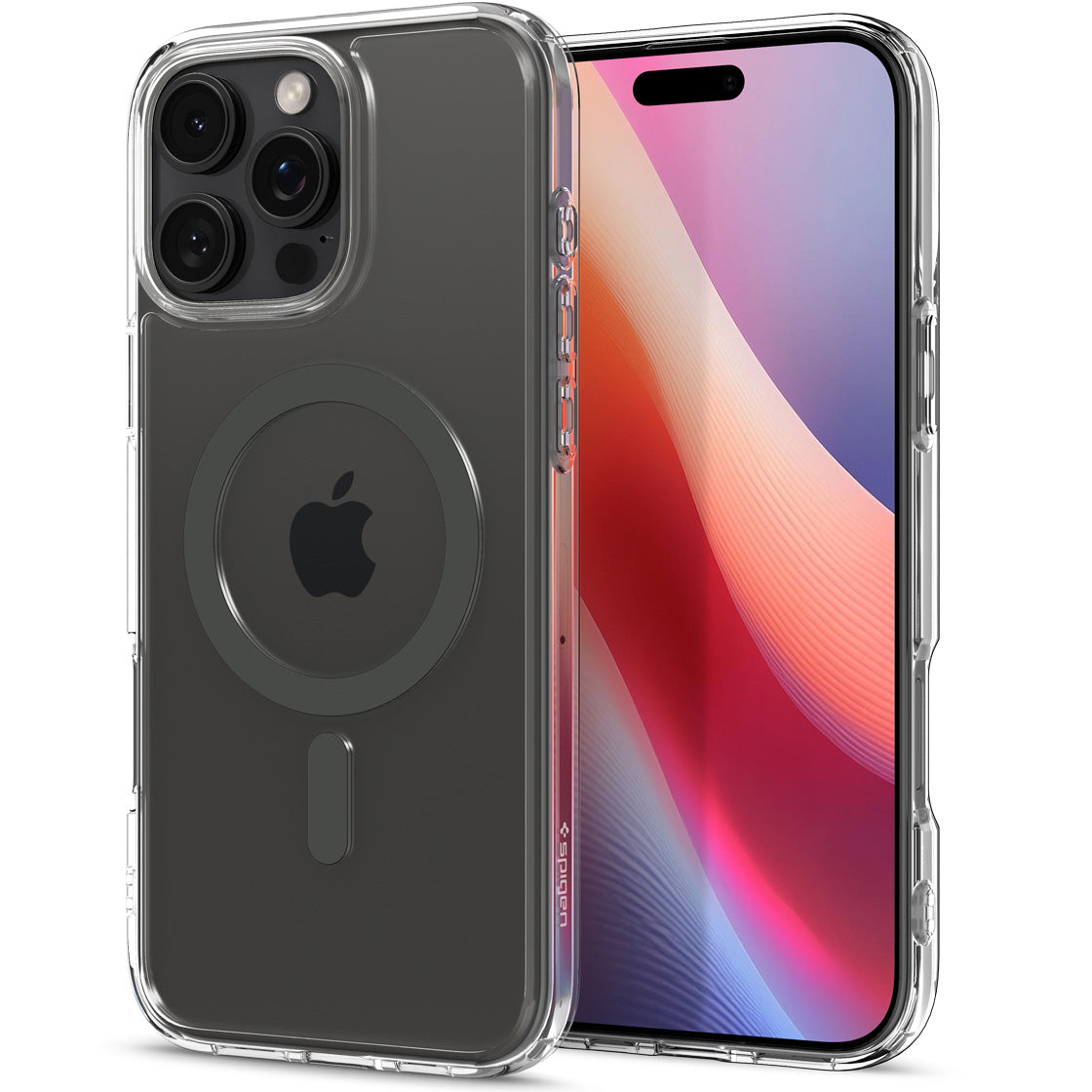 Handyhülle für iPhone 16 Pro, Spigen Ultra Hybrid Mag mit MagSafe, Transparent-Grau