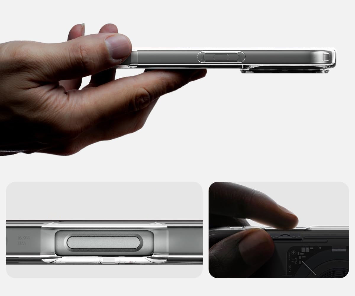 Handyhülle für iPhone 16 Pro, Spigen Ultra Hybrid Mag mit MagSafe, Transparent-Gemustert (Neo One)