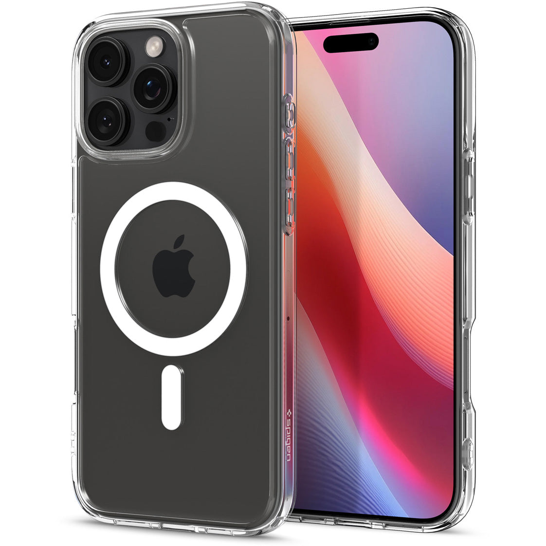Handyhülle für iPhone 16 Pro, Spigen Ultra Hybrid Mag mit MagSafe, Transparent-Weiß