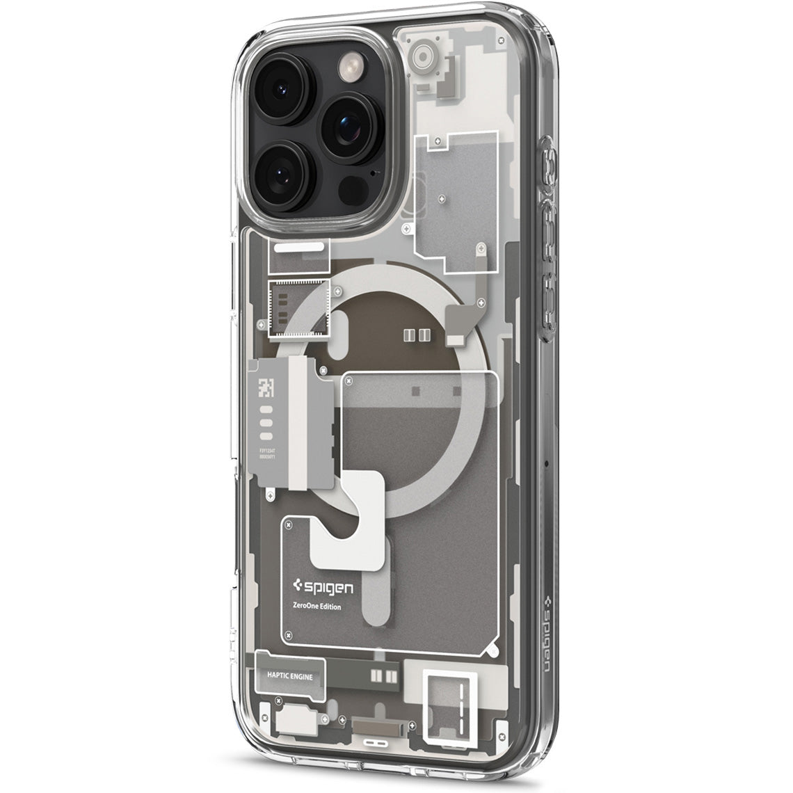 Handyhülle für iPhone 16 Pro, Spigen Ultra Hybrid Mag mit MagSafe, Beige-Transparent (Zero One)