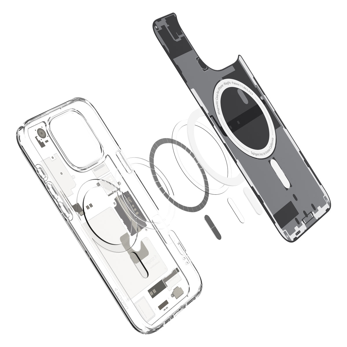 Handyhülle für iPhone 16 Pro, Spigen Ultra Hybrid Mag mit MagSafe, Beige-Transparent (Zero One)