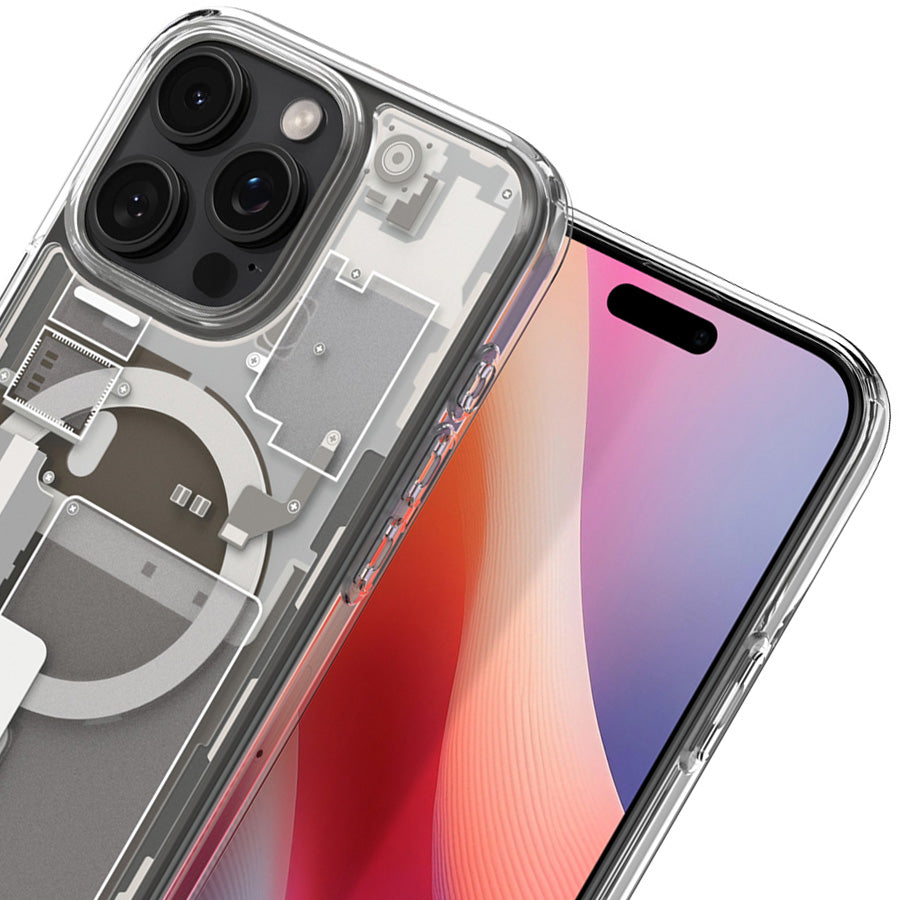 Handyhülle für iPhone 16 Pro, Spigen Ultra Hybrid Mag mit MagSafe, Beige-Transparent (Zero One)