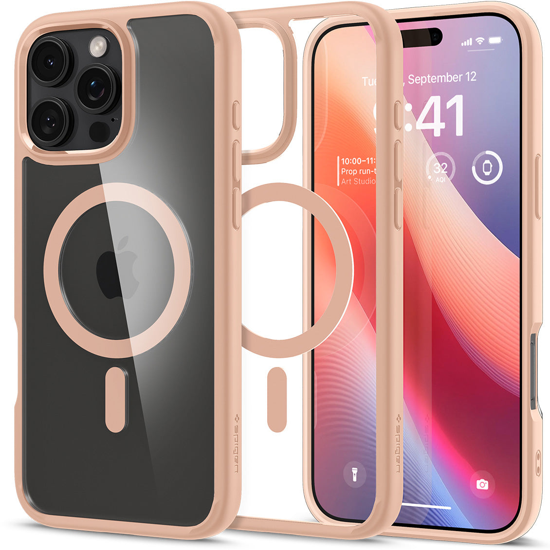 Handyhülle für iPhone 16 Pro Max, Spigen Ultra Hybrid Mag mit MagSafe, Transparent-Rosa