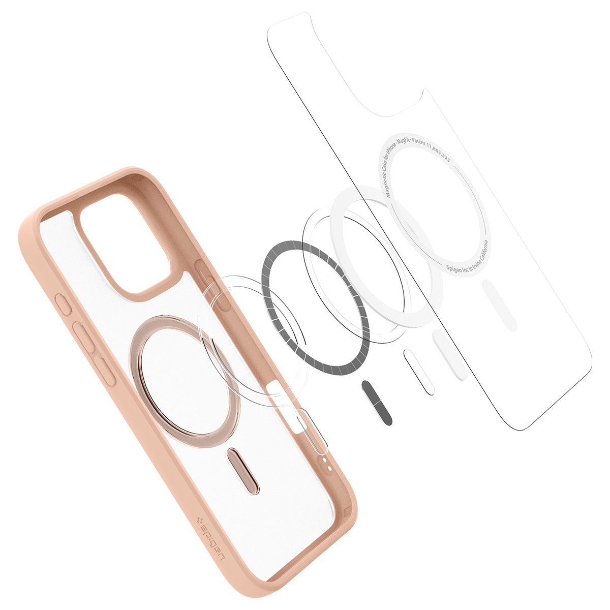 Handyhülle für iPhone 16 Pro Max, Spigen Ultra Hybrid Mag mit MagSafe, Transparent-Rosa