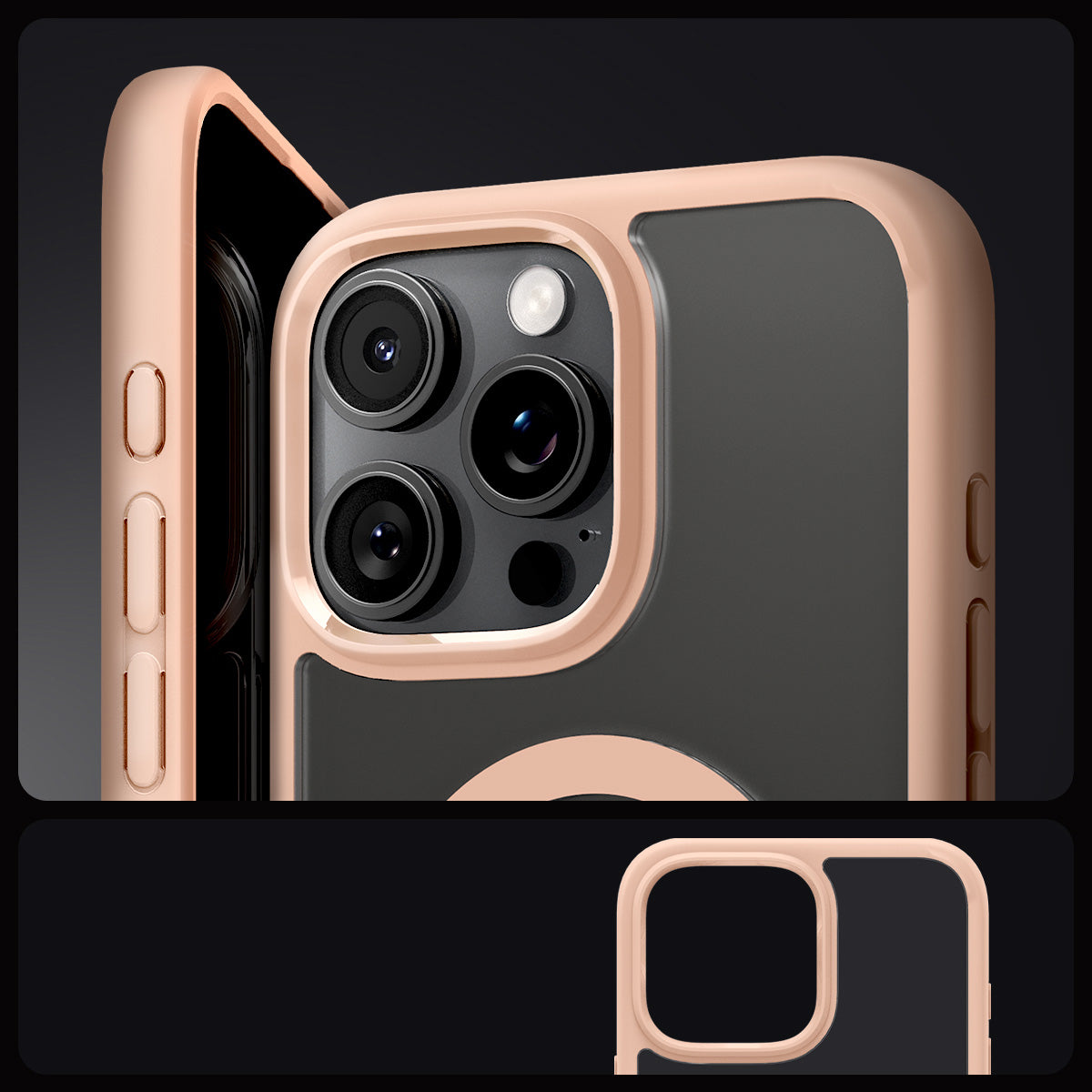 Handyhülle für iPhone 16 Pro Max, Spigen Ultra Hybrid Mag mit MagSafe, Transparent-Rosa