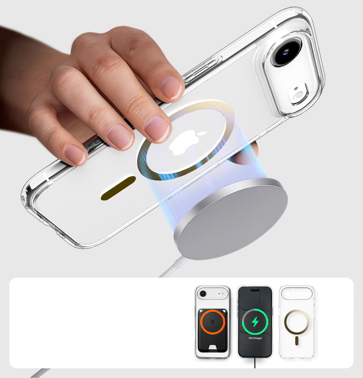 Handyhülle für iPhone Air, Spigen Ultra Hybrid Mag mit MagSafe, Transparent-Golden