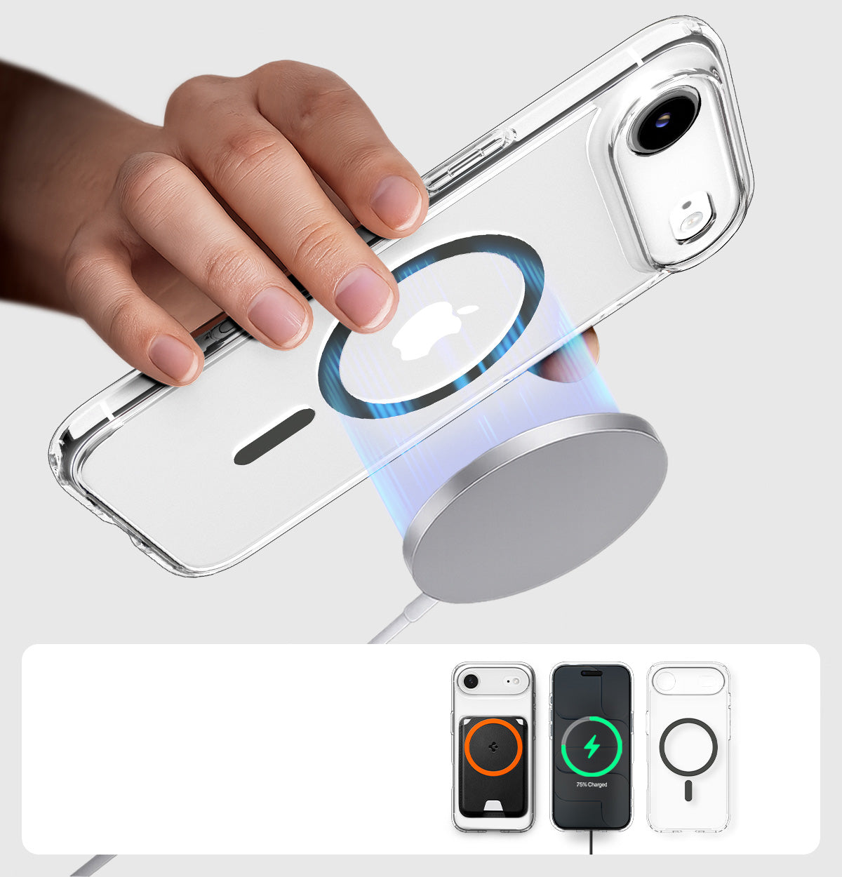 Handyhülle für iPhone Air, Spigen Ultra Hybrid Mag mit MagSafe, Transparent-Grau