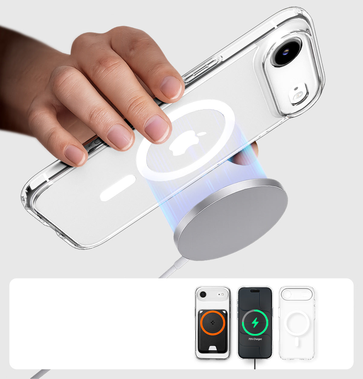 Handyhülle für iPhone Air, Spigen Ultra Hybrid Mag mit MagSafe, Transparent-Weiß