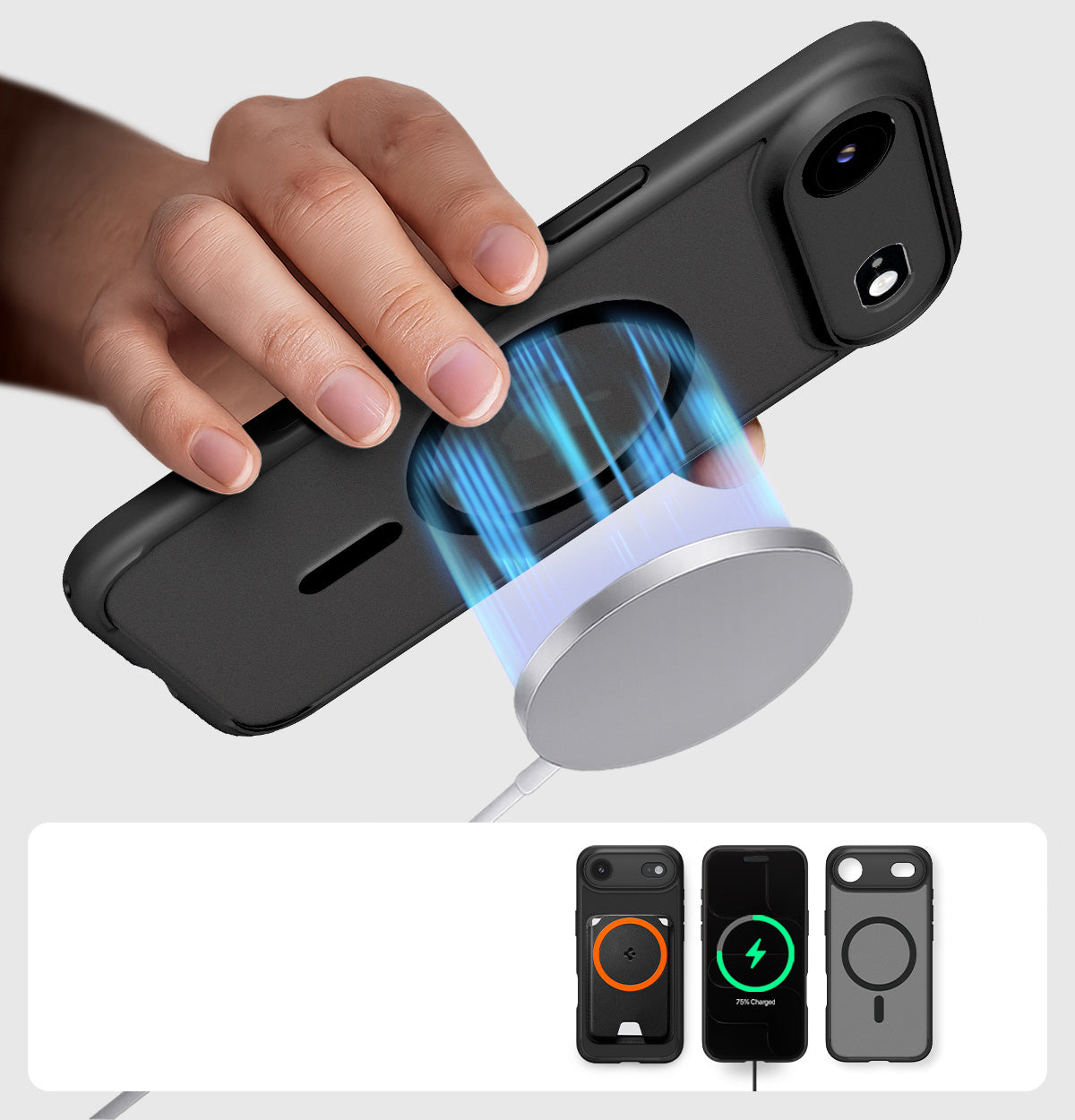 Handyhülle für iPhone Air, Spigen Ultra Hybrid Mag mit MagSafe, Durchscheinend-Schwarz