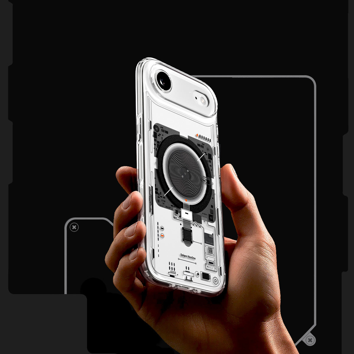 Handyhülle für iPhone Air, Spigen Ultra Hybrid Mag mit MagSafe, Transparent-Gemustert (Neo One)