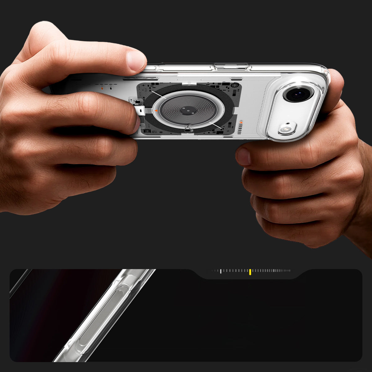 Handyhülle für iPhone Air, Spigen Ultra Hybrid Mag mit MagSafe, Transparent-Gemustert (Neo One)