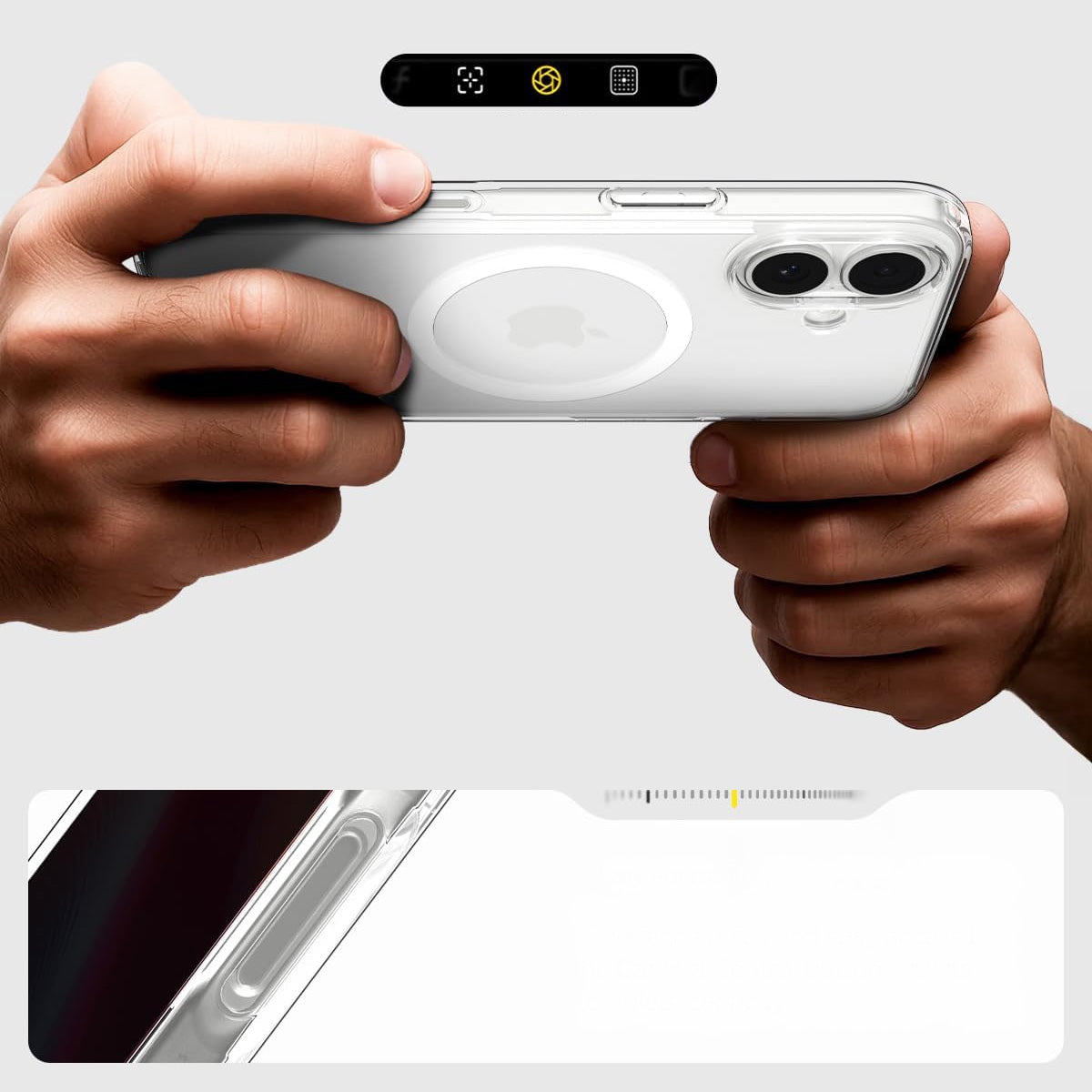 Handyhülle für iPhone 17, Spigen Ultra Hybrid Mag mit MagSafe, Transparent-Weiß