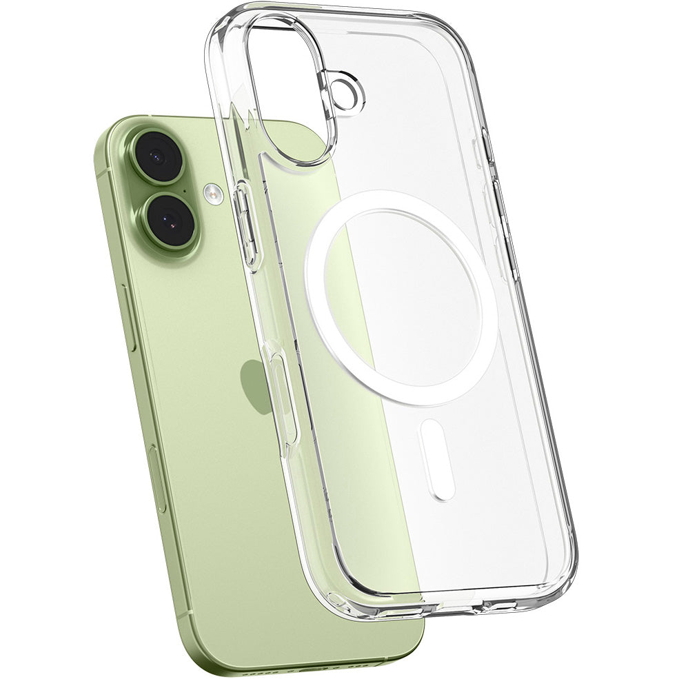 Handyhülle für iPhone 17, Spigen Ultra Hybrid Mag mit MagSafe, Transparent-Weiß