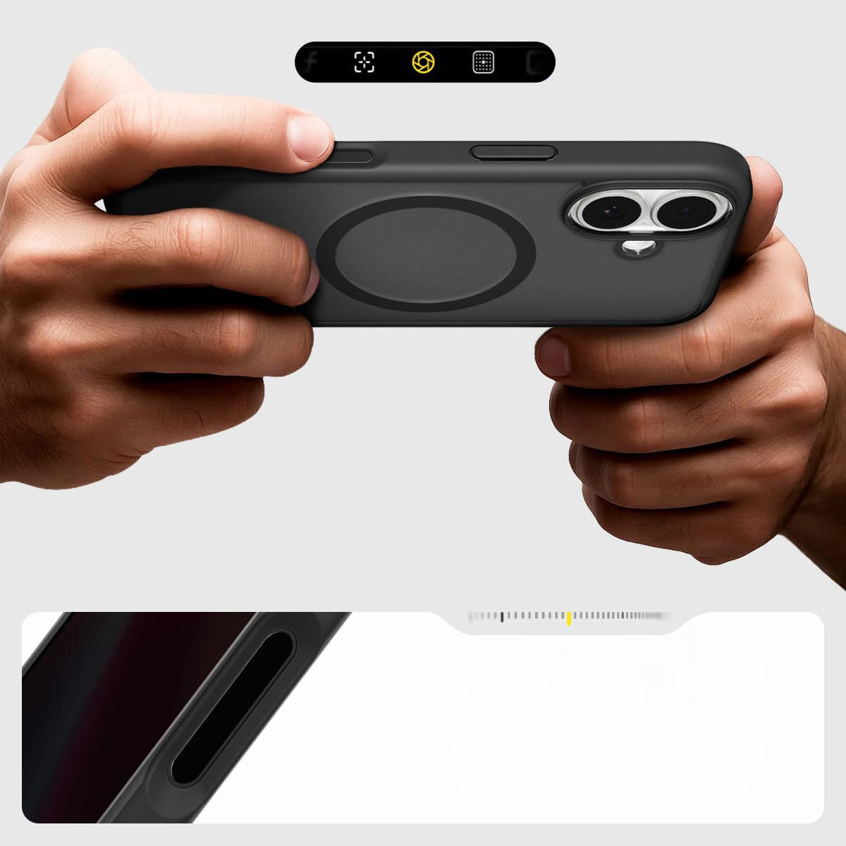 Handyhülle für iPhone 17, Spigen Ultra Hybrid Mag mit MagSafe, Durchscheinend-Schwarz