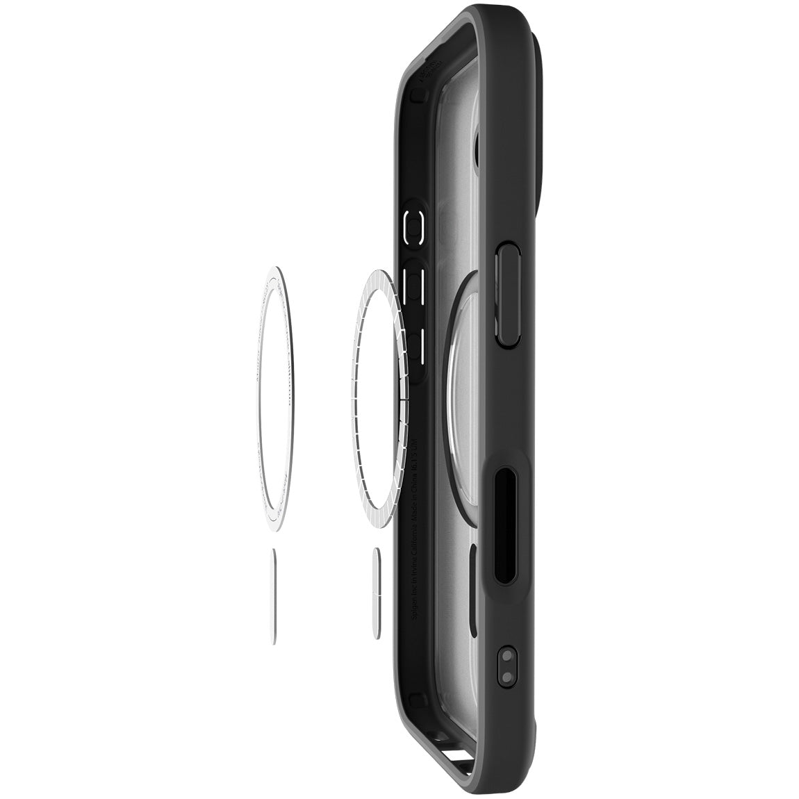Handyhülle für iPhone 17, Spigen Ultra Hybrid Mag mit MagSafe, Durchscheinend-Schwarz
