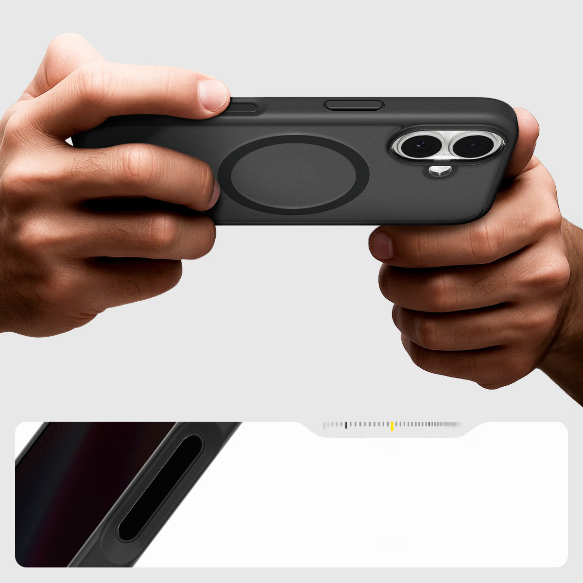 Handyhülle für iPhone 17, Spigen Ultra Hybrid Mag mit MagSafe, Durchscheinend-Schwarz