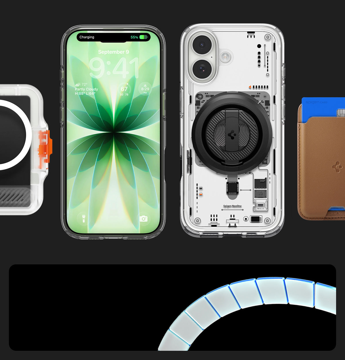 Handyhülle für iPhone 17, Spigen Ultra Hybrid Mag mit MagSafe, Transparent-Gemustert (Neo One)