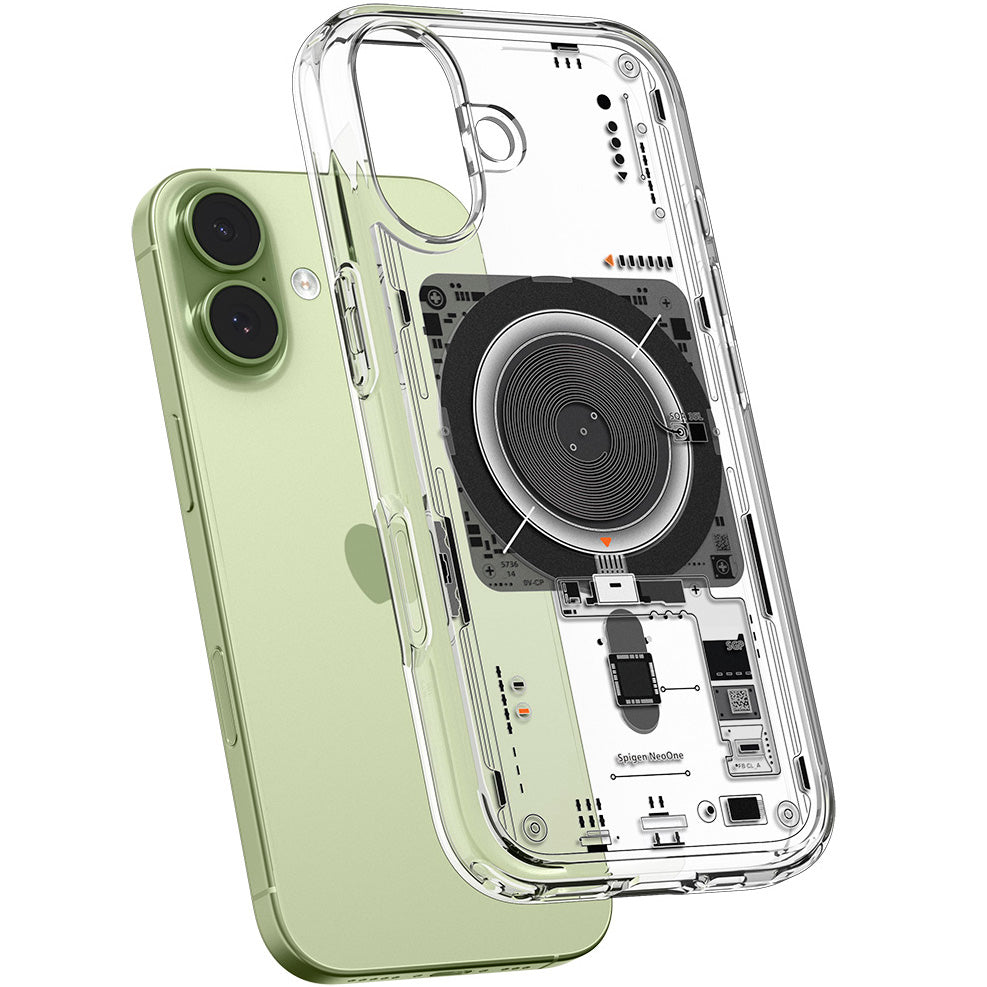 Handyhülle für iPhone 17, Spigen Ultra Hybrid Mag mit MagSafe, Transparent-Gemustert (Neo One)