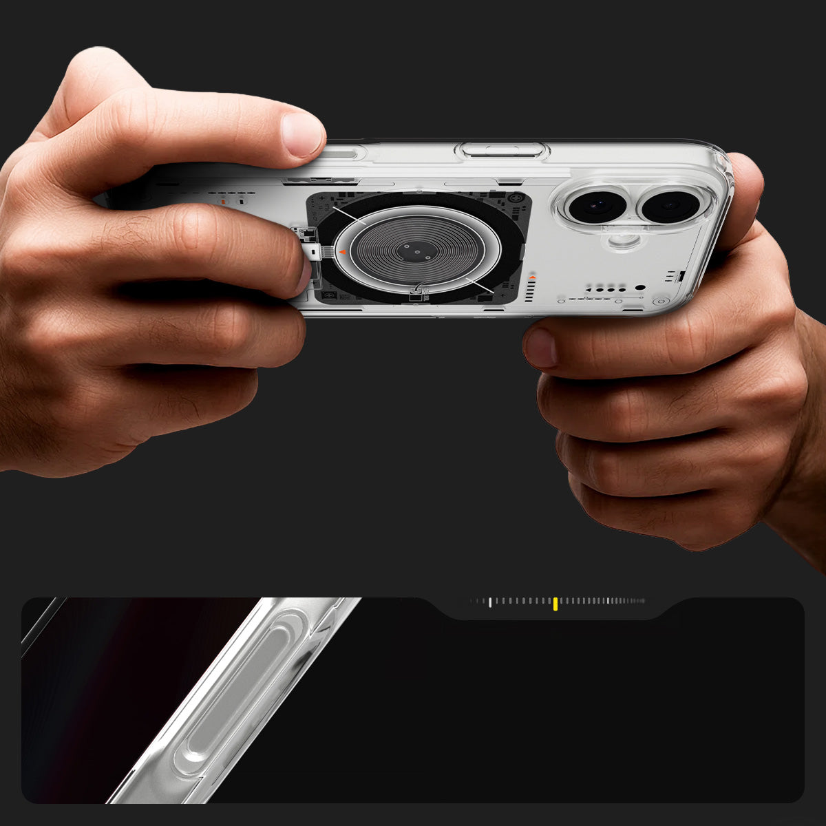 Handyhülle für iPhone 17, Spigen Ultra Hybrid Mag mit MagSafe, Transparent-Gemustert (Neo One)
