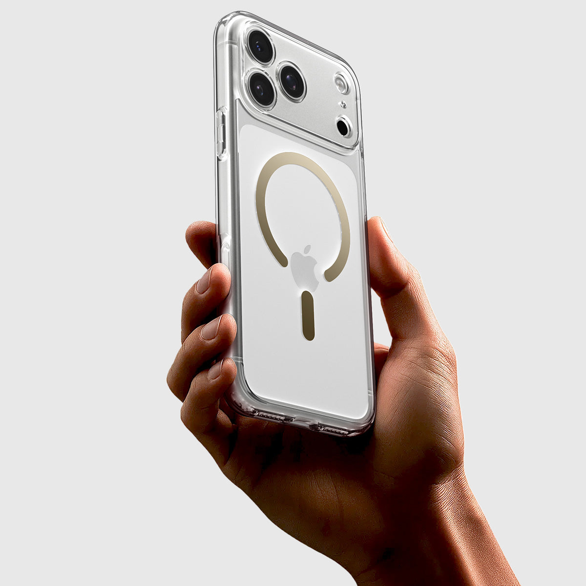 Handyhülle für iPhone 17 Pro, Spigen Ultra Hybrid Mag mit MagSafe, Transparent-Golden